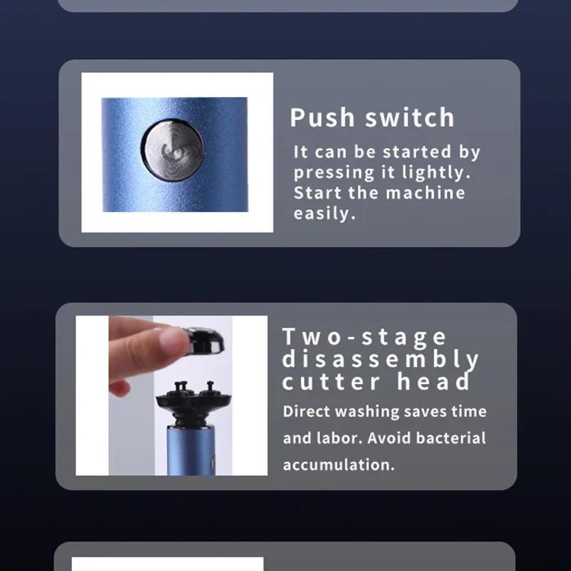 Kemei Men Electric Shaver Machine Shaving Mini Portable Razor Beard Trimmer IPX5 Waterproof Fashionable Type-c USB Rechargeable