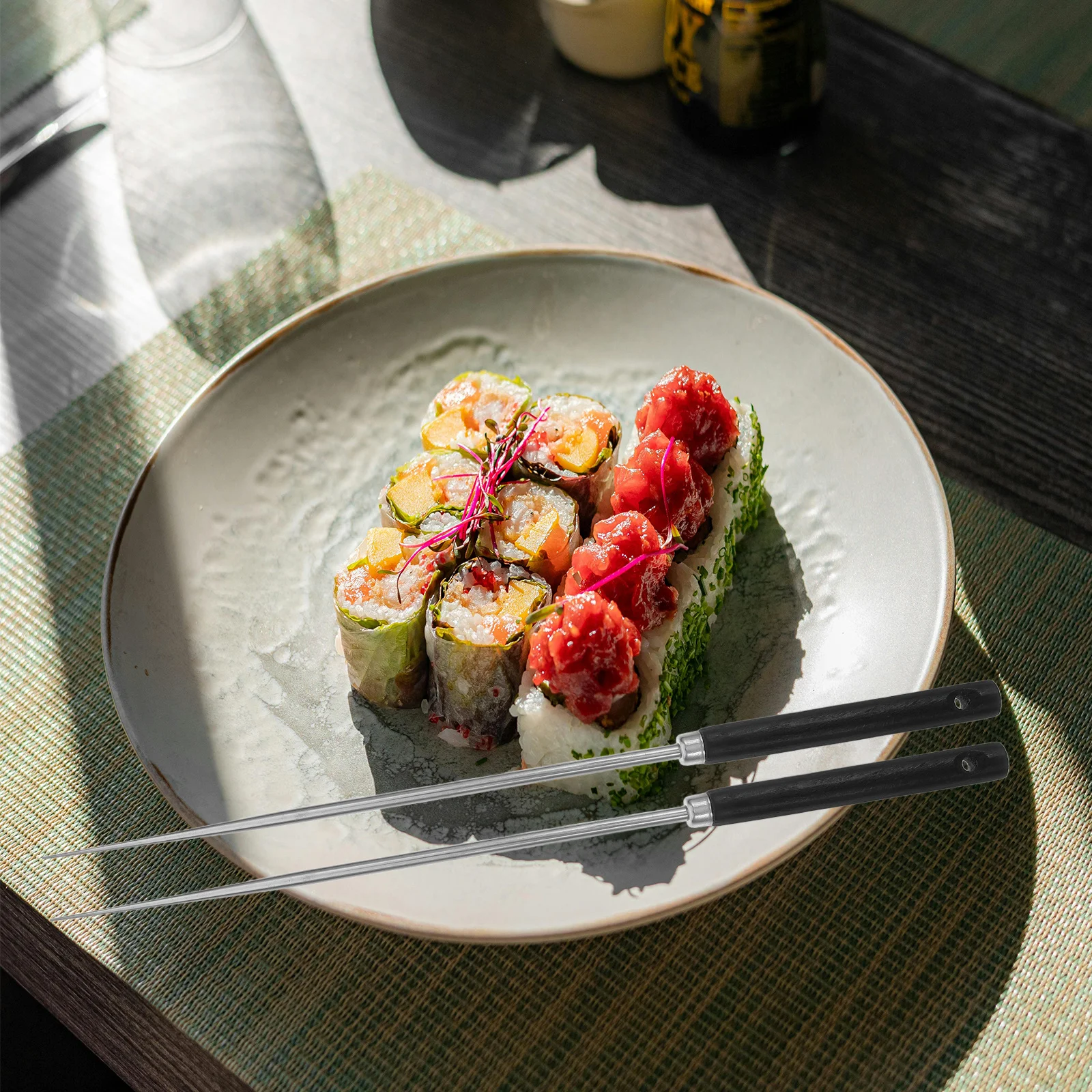 

1Pair Stainless Steel Chopsticks Japanese Style Lightweight Anti-Slip Heat Resistant Reusable Kitchen Supplies Practical