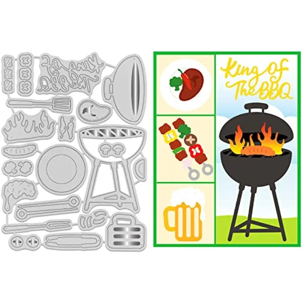 Metal BBQ Grilling Tools Cut Dies Summer Travel Embossing Template Die Party Cuts for Card Scrapbook Die Sets for Card DIY Craft