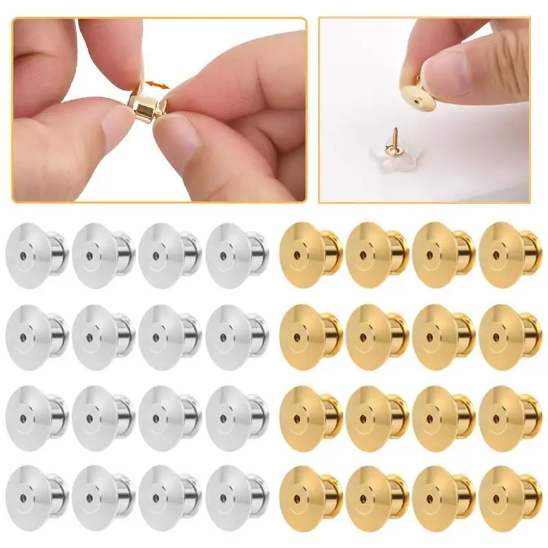 

10-20pcs Brooch Clamp Cap Gold Silver Color Locking Clasp Pendant Pin Clasps Findings DIY Jewelry Making Supplies Accessories