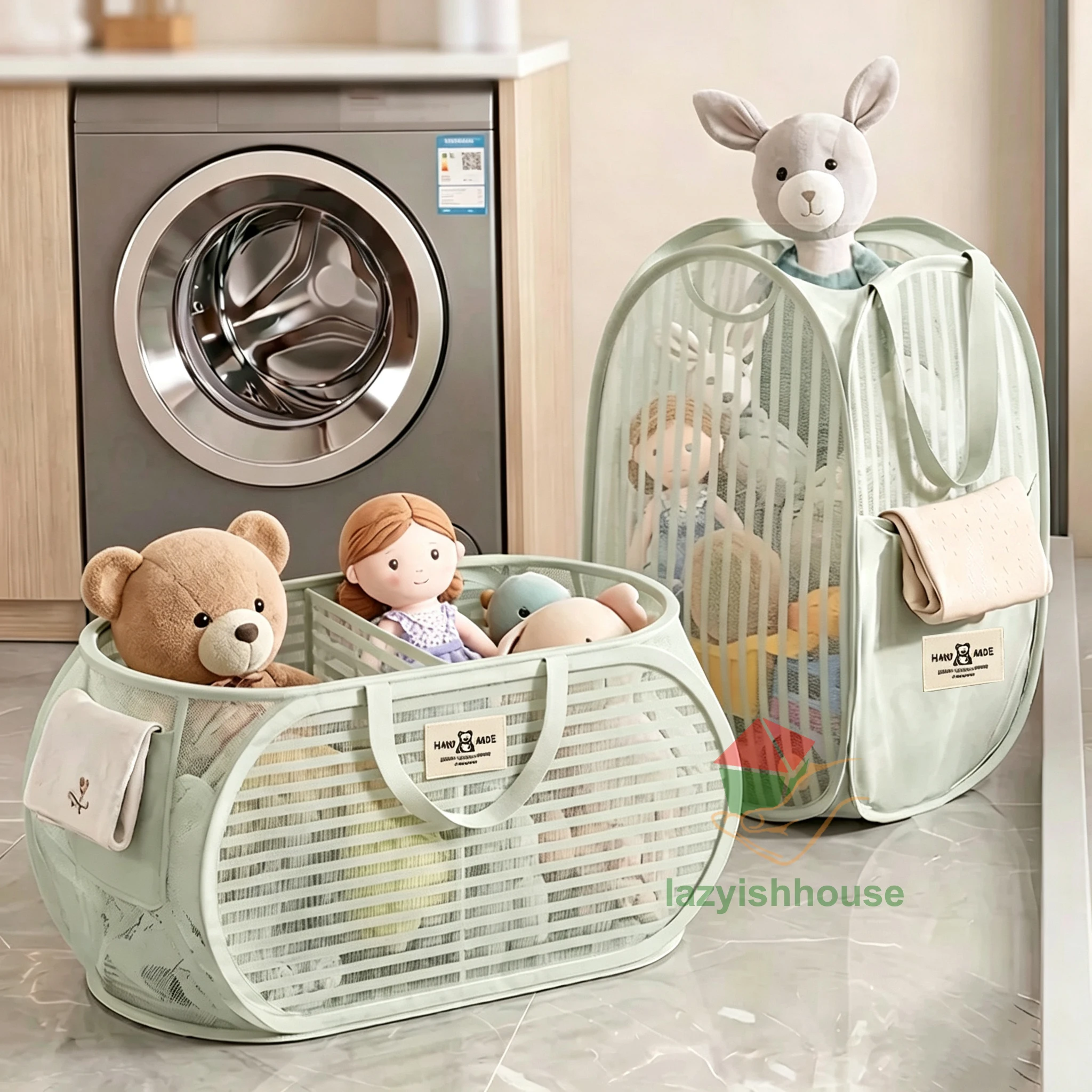 Children's Toys Storage Basket Large Capacity Laundry Basket Multifunctional Children's Dolls Breathable Storage Basket Mesh Bag