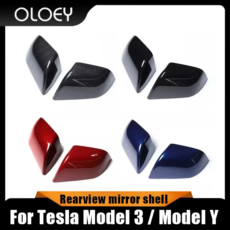 

For Tesla Model 3 / Model Y Replace Rear View Mirrors Shell Cap Housing Wing Door Side Mirror Cover 1 Pair