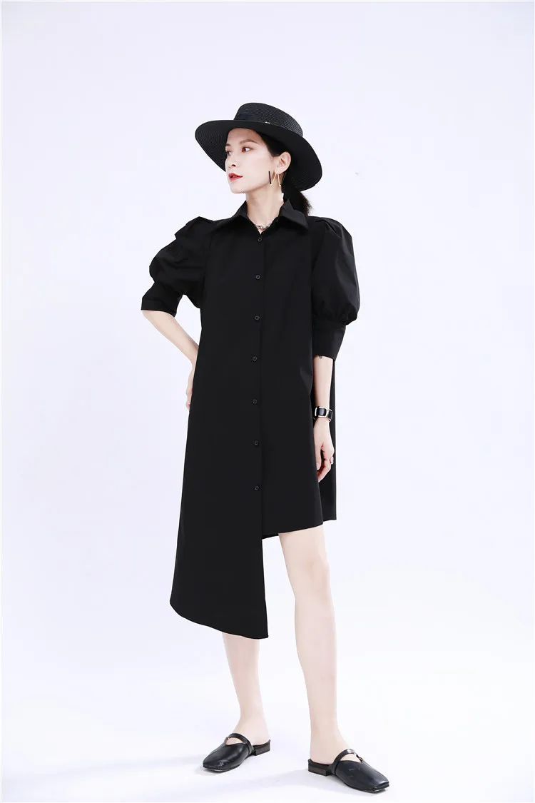 Dress summer 2024 new women's waist tightened to show thin waist seal dark shirt dress bellflower dress first love dress Mori