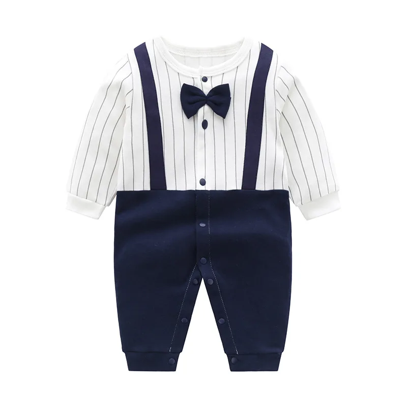 New Baby Boys 100% Cotton Formal Romper Clothes Toddler Kids Gentleman Outfit One-Piece Clothing Handsome Jumpsuit Party Suit