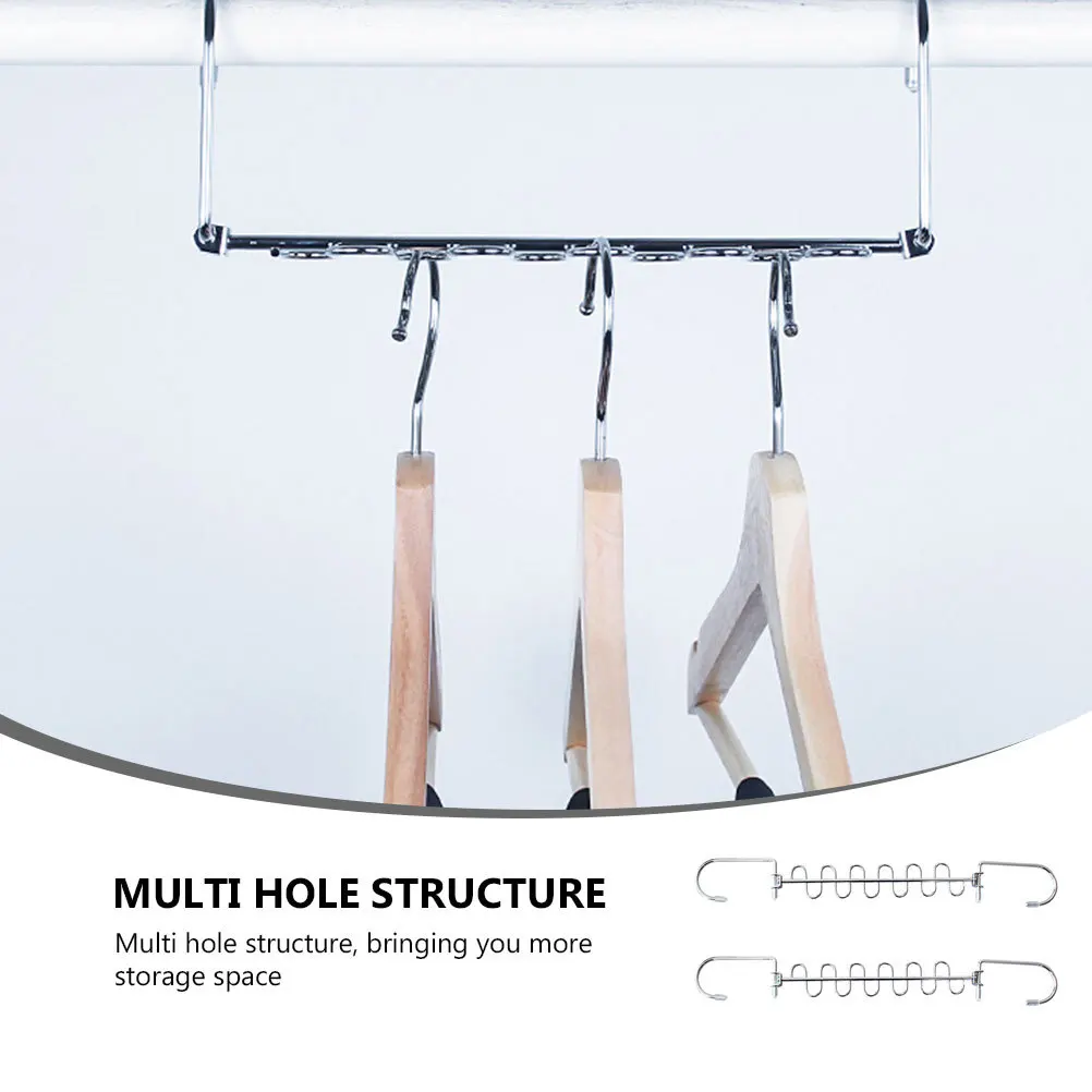 

2Pcs Multi-Functional Clothes Drying Rack Multi-Hole Hanging Shelf Hook Design Clothes Storage Rack Clothing Drying Shelf