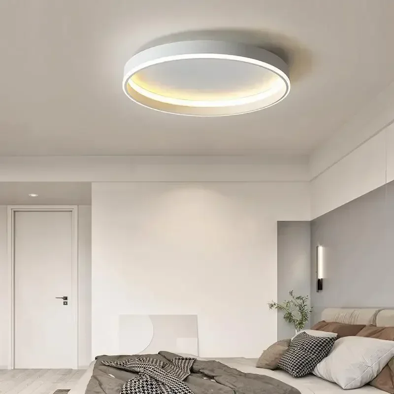 Lámpara de techo LED moderna, candelabro de techo minimalista para dormitorio, sala de estar, comedor, pasillo, Circular, decoración interior del