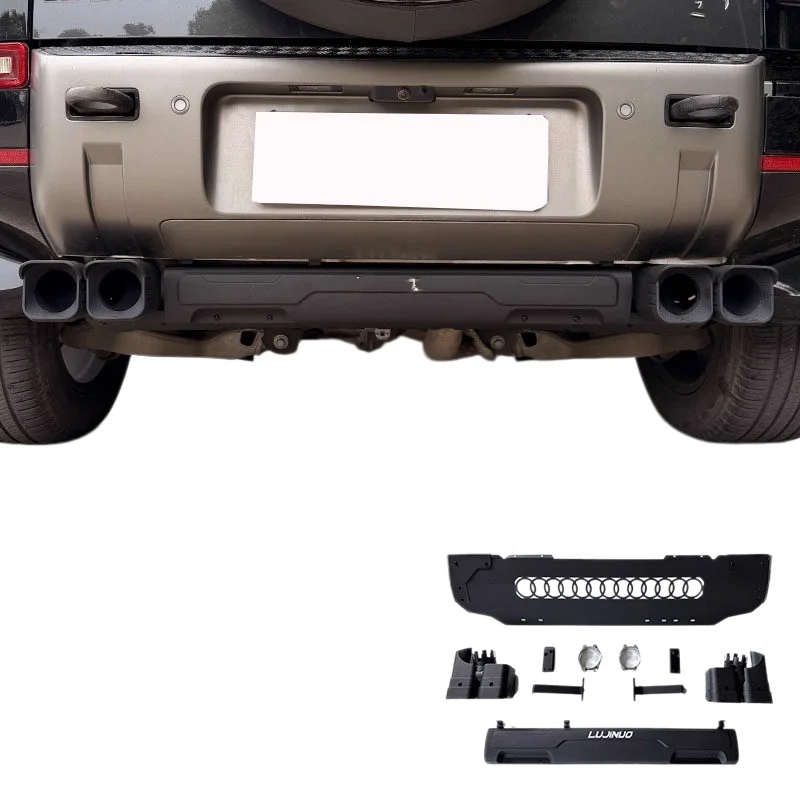 For  Land Rover Defender 90 110 Quad Square Exhaust Tip Rear Lower Guard Plate Exterior Performance Mod Parts view 2
