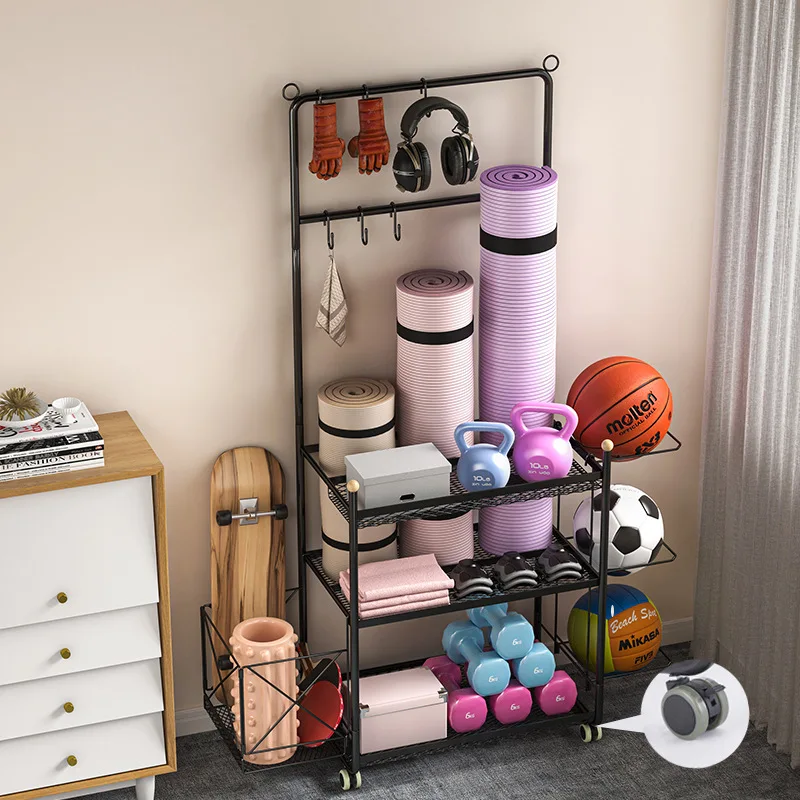 

Manufacturer Fitness Equipment with Wheel Basketball Shelf Family Multifunctional Sports Goods Collection