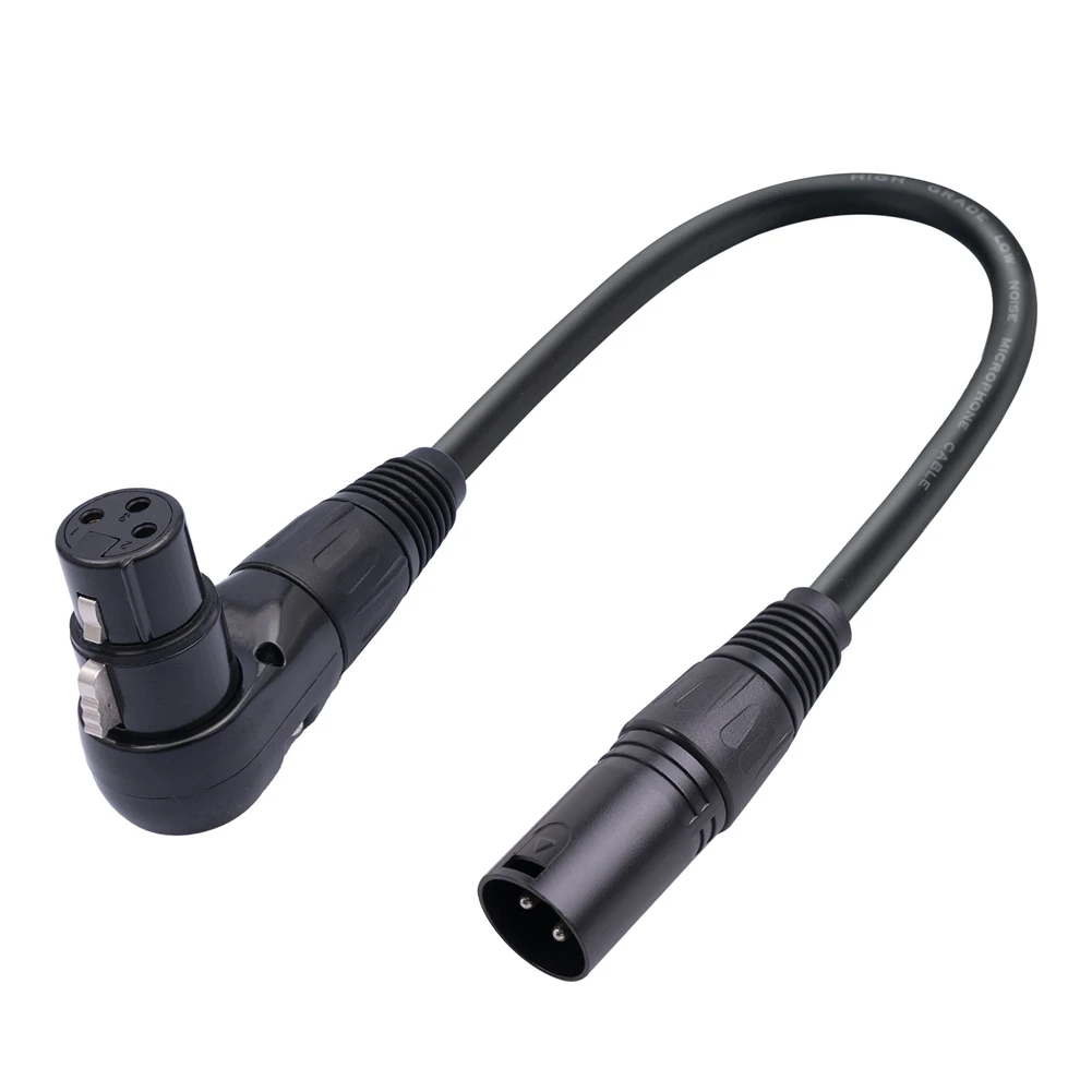 2Pcs 3 Pin XLR Right Angle Male to Female Plug Microphone Audio Cable 90 Degree XLR Female to Straight XLR Male Cable-Grocery