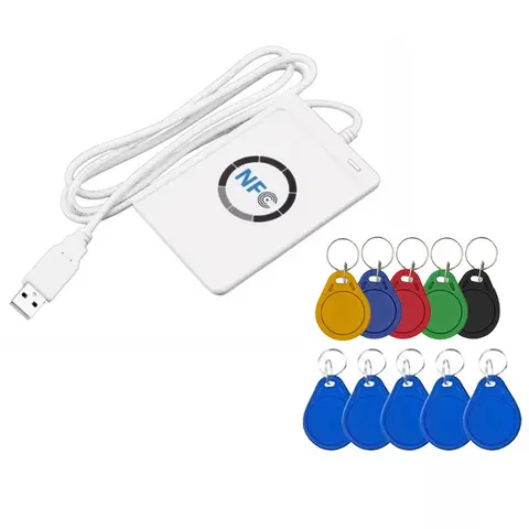 Y45A-ACR122U RFID IC 스마트 카드 리더 복사기 + 5XUID/CUID 키 체인 작가 복사기 쓰기 가능한 복제 13.56Mhz ID IC 카드 복사기
