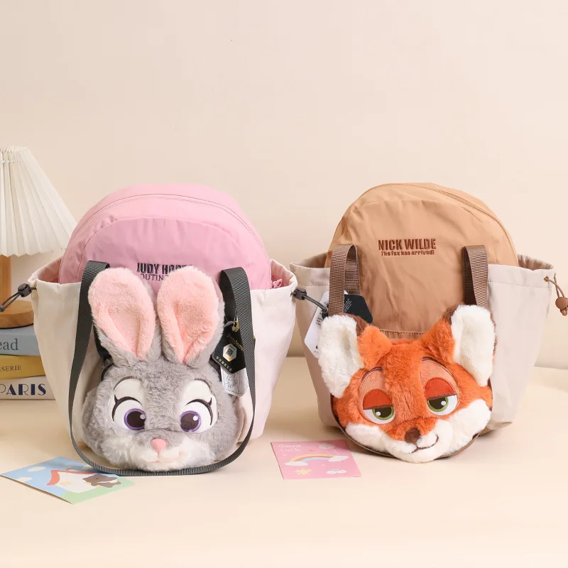 กระเป๋าเป้สะพายข้างลายตัวละครจากดิสนีย์ ซูโทเปีย จูดี้ แรบบิท และ นิค ฟ็อกซ์ ของแท้ ขนาดใหญ่ ใส่ของได้เยอะ