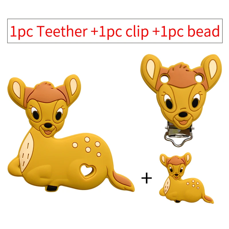 3-teiliges Set Silikon-Cartoon-Beißring Nippelclip-Perlen DIY Schnullerketten-Clips Perlen Geschenk Schmuckzubehör