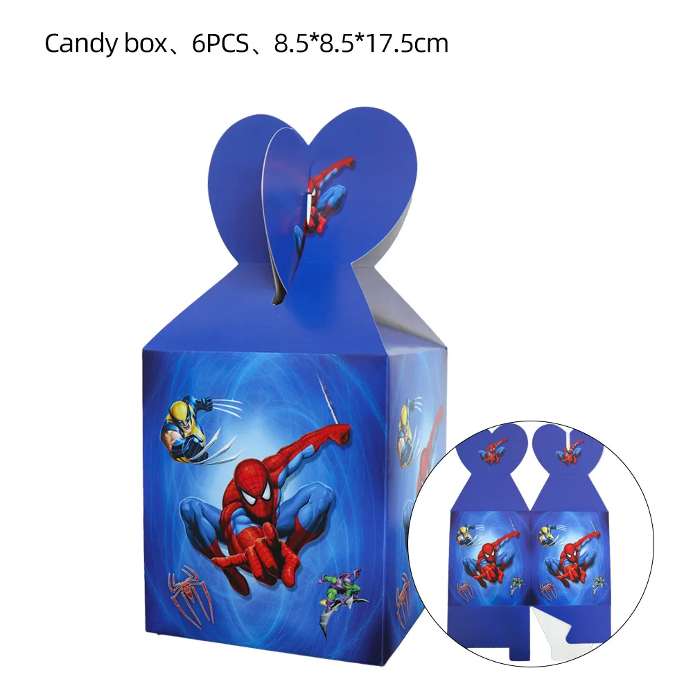 Cartoon Superhero Spiderman Theme Party Supplies Gift Candy Box Favor Baby Shower Accessory Kids Boys Birthday Party Decoration