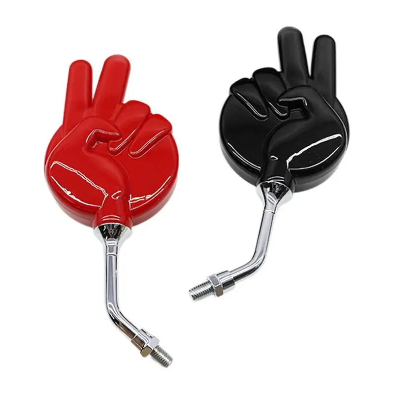 Motorcycle Rear View Mirrors 1 Pair Victory Gesture Funny Handlebar Mirrors Rotatable High Definition Handlebar Mirrors