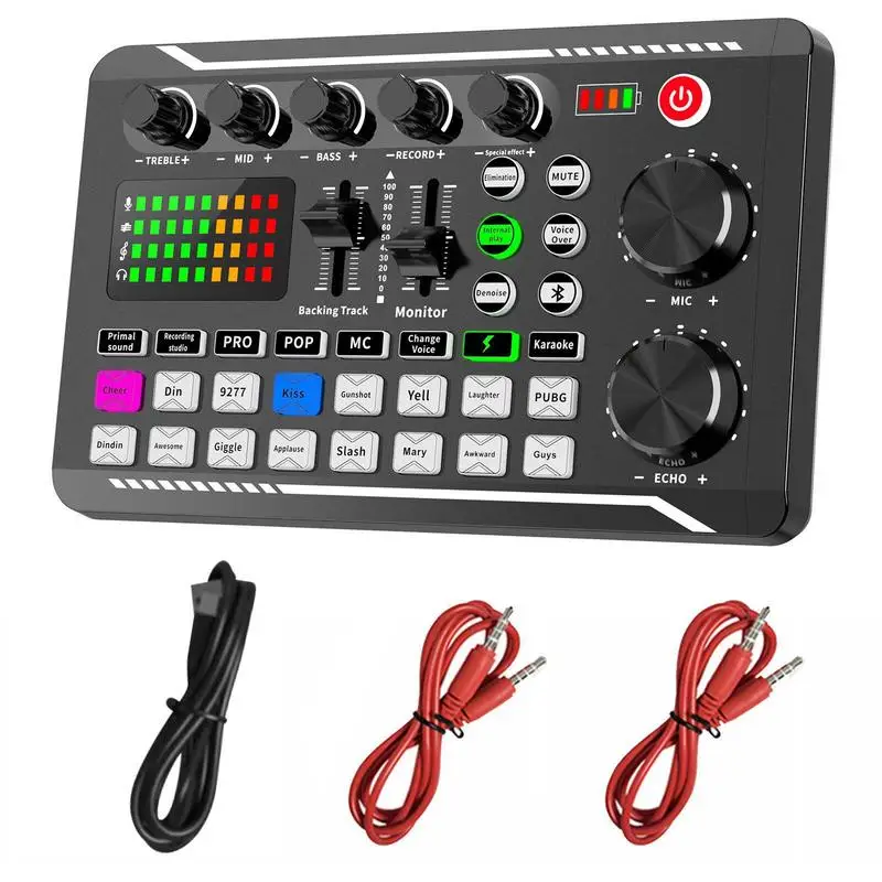 Kit Placa De Som Para Live Streaming Placa Mixer Som Profissional Versão Inglesa Live Streaming DJ Mixer Áudio Kit de microfone para streaming com mixer de áudio Conjunto de microfone para podcast, transmissão ao vivo