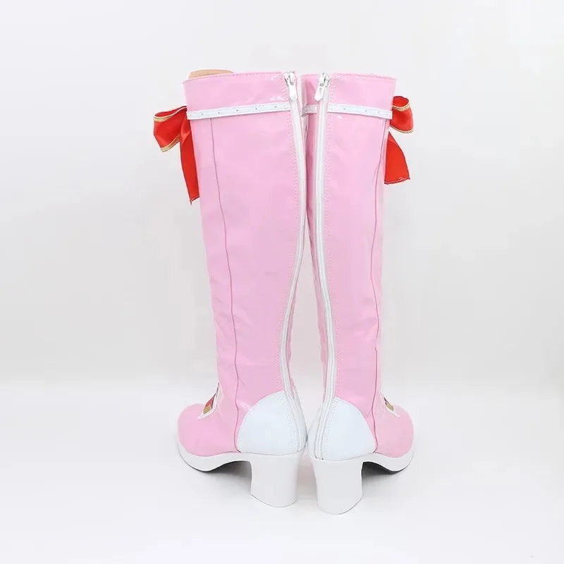 

TEK KEN 8 Emilie De Rochefort Lili Cosplay Costume Shoes Pink Handmade Faux Leather Boots Anime Halloween Party Costume Props FG