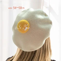 Women Cute Hats Yolk Handmade Wool Felt Painter Creative Parent-child Hat Cute Child Baby Poached Egg Beret Fashion Ladies Cap