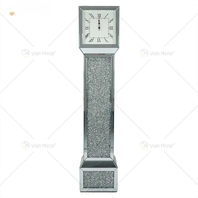 Factory customization and wholesale of modern glass floor clocks, living room clock decorations, station style clocks, luxurious