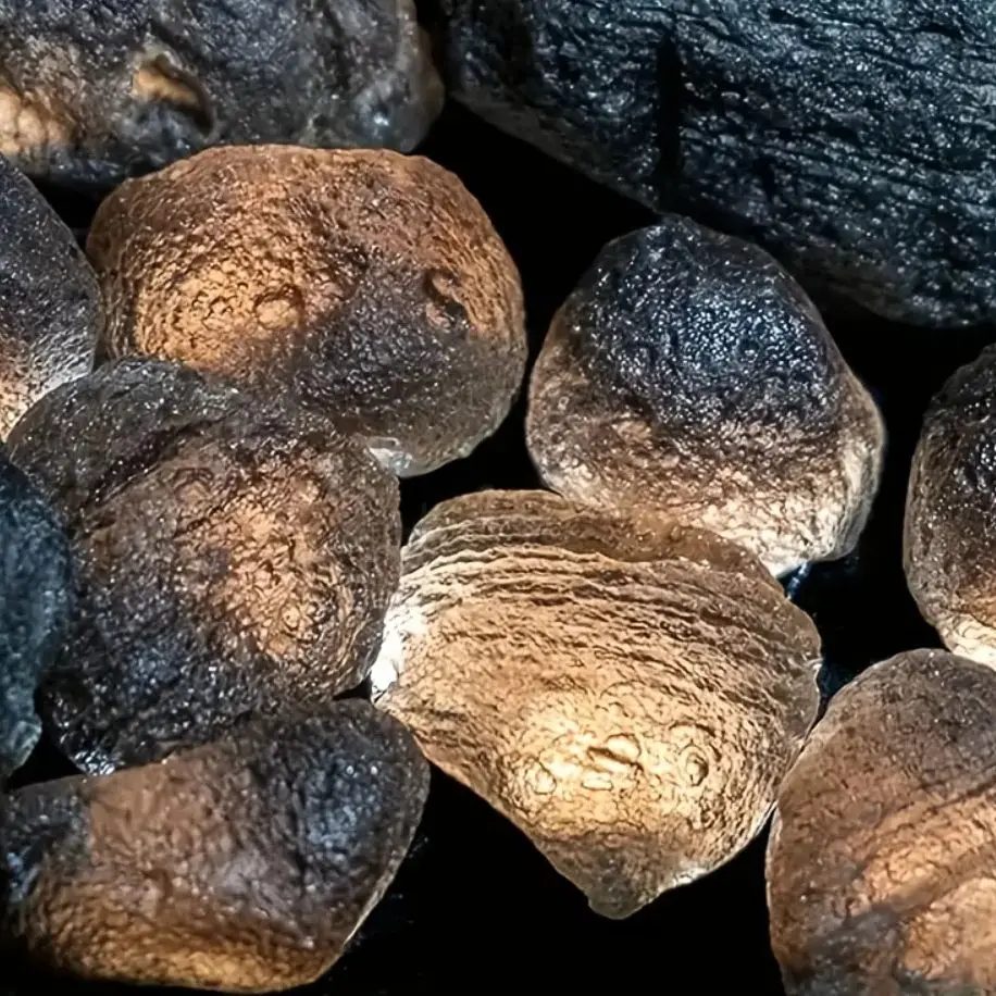 Raro tektita Natural, meteorito, espécimen de piedra cruda negra, energía cósmica, cristal de roca Mineral, desechos de impacto de perlas de fuego divino de la suerte