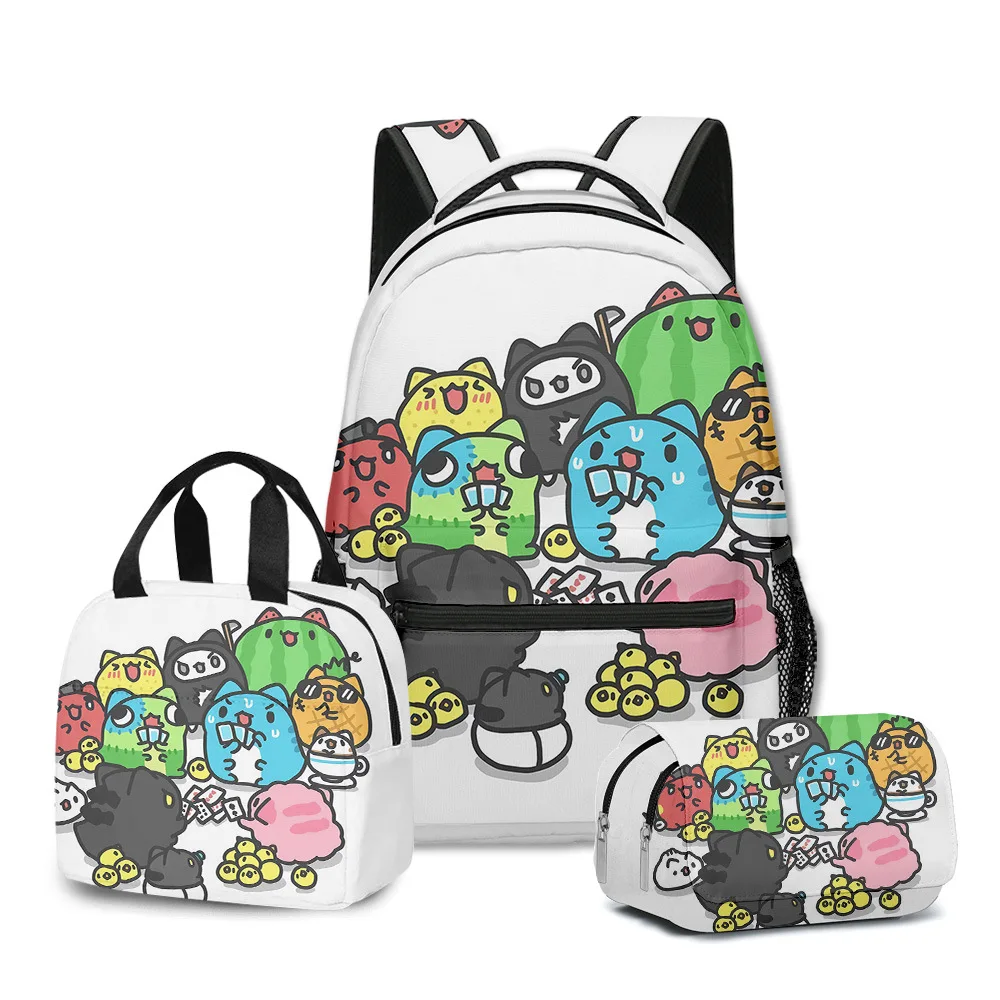 Trendy Popular Novelty Bugcat Capoo 3D Print 3pcs/Set School Bags Laptop Daypack Backpack portable Lunch bag Pencil Case
