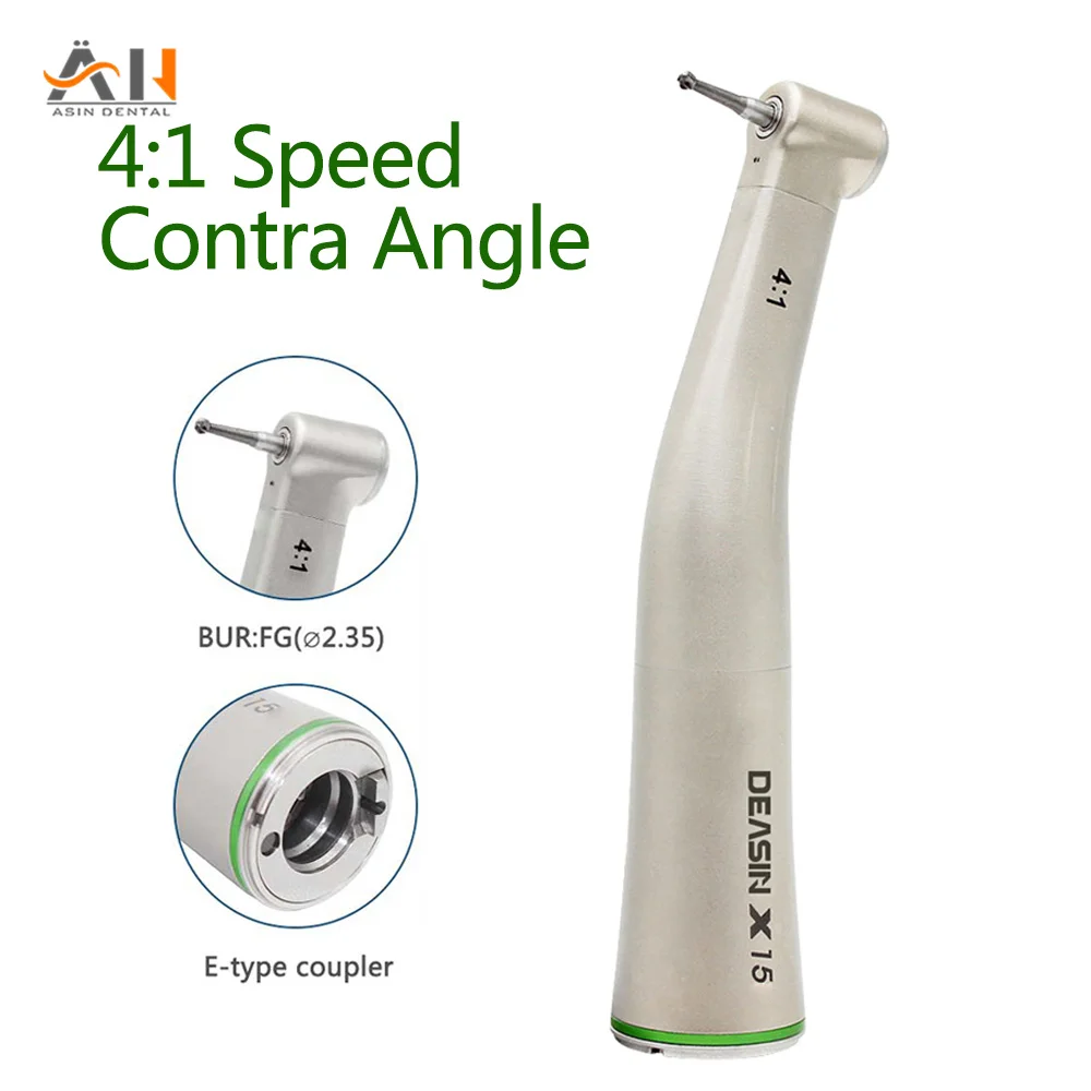 

Dental Green Ring 4:1 without LED Contra Angle Low Speed Handpiece Endodontics Handpiece for Dentistry Electric Micromotor