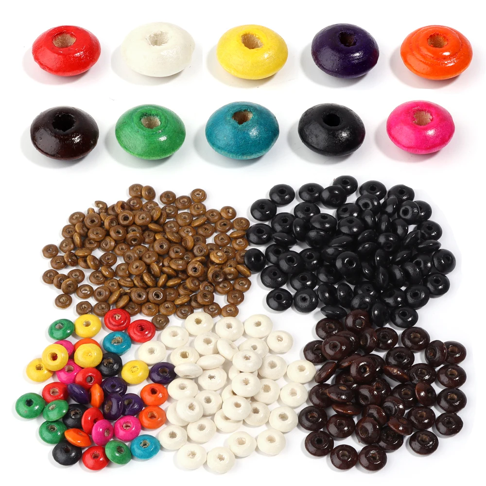 100-500 stücke Natürliche Holz Perlen Abacus Flache Runde Lose Spacer Holz Perlen Für Schmuck Machen DIY Armbänder Halskette zubehör