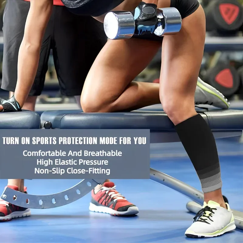 1 زوج جديد التدرج الرياضة ضغط العجل الجوارب المرنة في الهواء الطلق ضغط تشكيل الجوارب منصات الركبة الرياضية #2