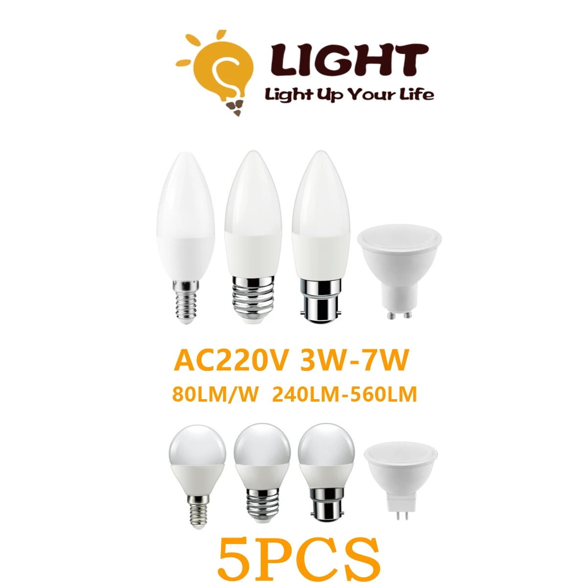 

High lumen no strobe Amazon flash LED candle light spotlight 220V E14 GU10 MR16 3W-7W for living room crystal down lamp office