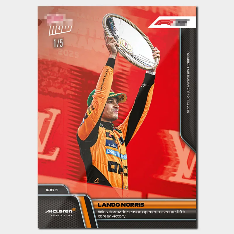 Topps Now 2025 Tarjeta de Fórmula 1 13 Lando Norris Diy Homemade F1 Racing Car Stat Autógrafo Tarjetas comerciales Colección de regalos de cumpleaños