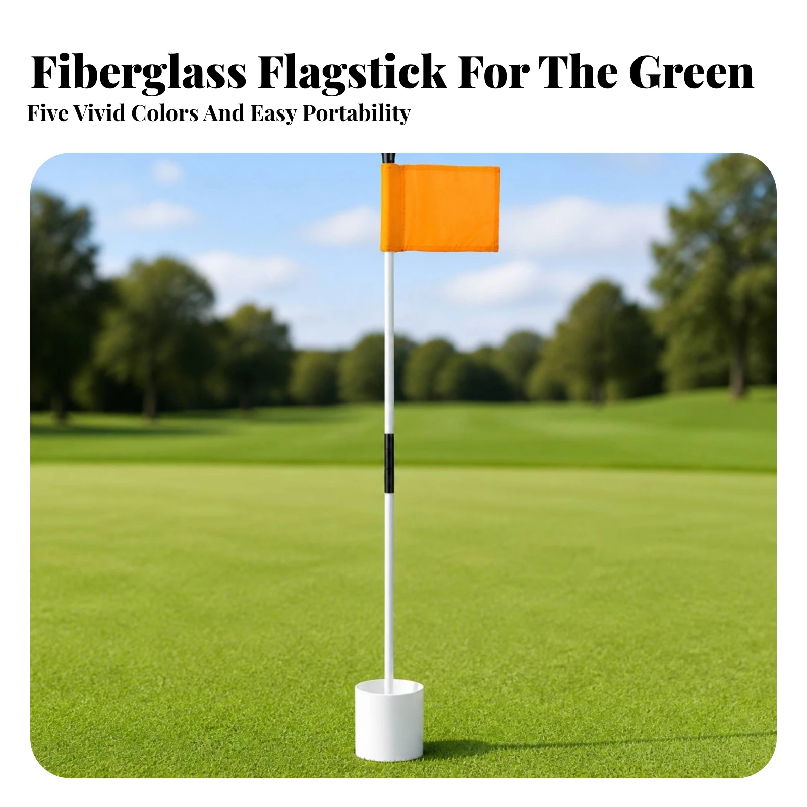 Portable Golf Green Flagstick Easy to Assemble Fiberglass Golf Flagstick with Nylon Flag High-Visibility Indoor Outdoor