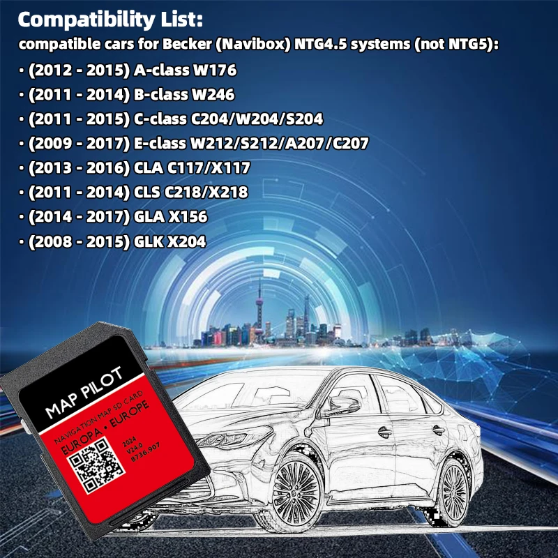 2024 Navigation Becker MAP PILOT Code 509 Europe map for Mercedes A B C E-class CLA CLS GLA GLK Sat Nav SD Card 8GB Update