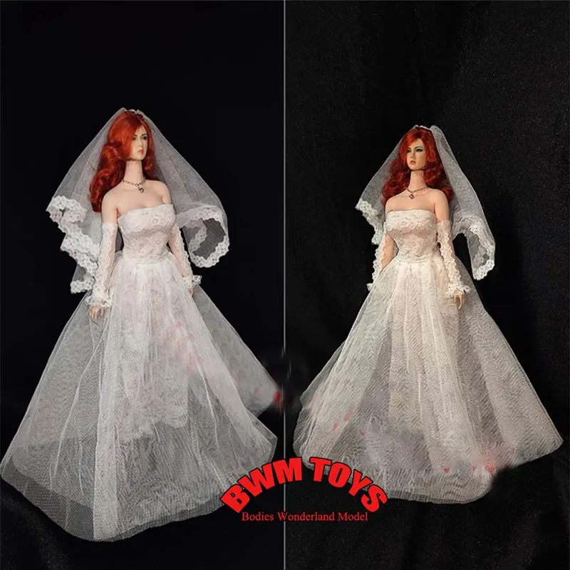 

В наличии 1/6 масштаб женщина-солдат без бретелек кружевное свадебное платье модель одежды для 12 дюймов TBl phicen UD LD фигурка куклы