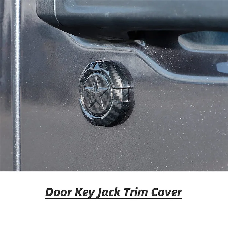 Door Key Jack Trim Cover Pentagram for 1997-2022 Jeep Wrangler TJ JK JL & Gladiator JT Carbon Fiber images - 6