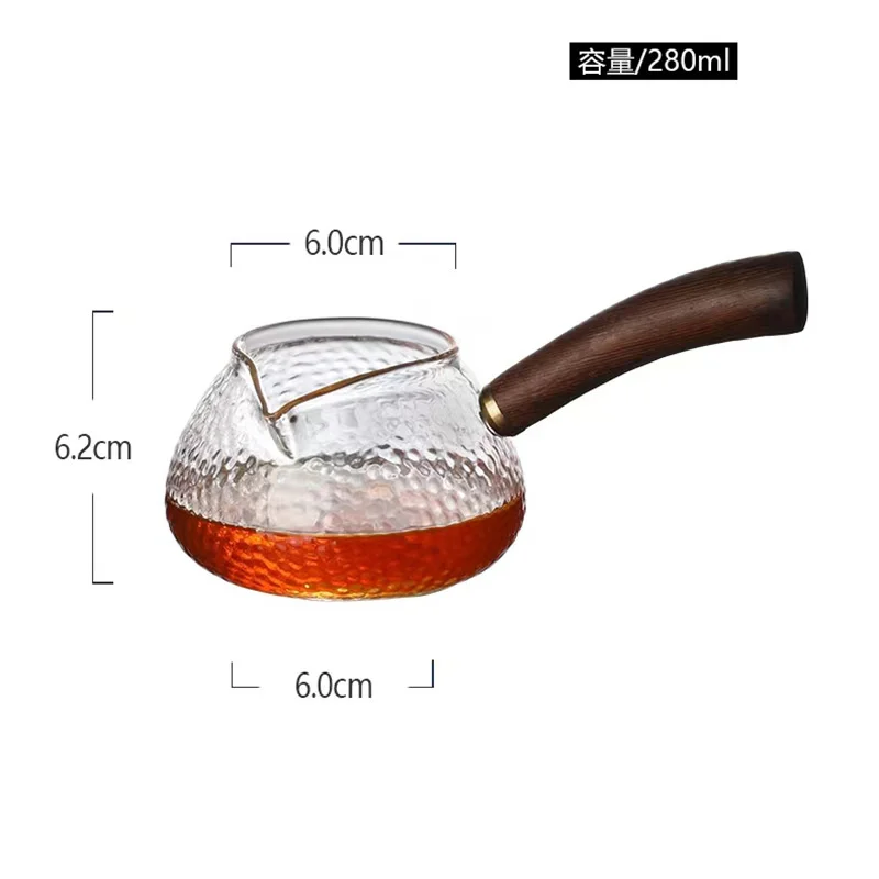 Japanese style 280ml Side Handle Hammered Pattern Glass Fair Cup Tea Pitcher Chinese Teaware Chahai Tea Cup Kungfu Tea Set Acces