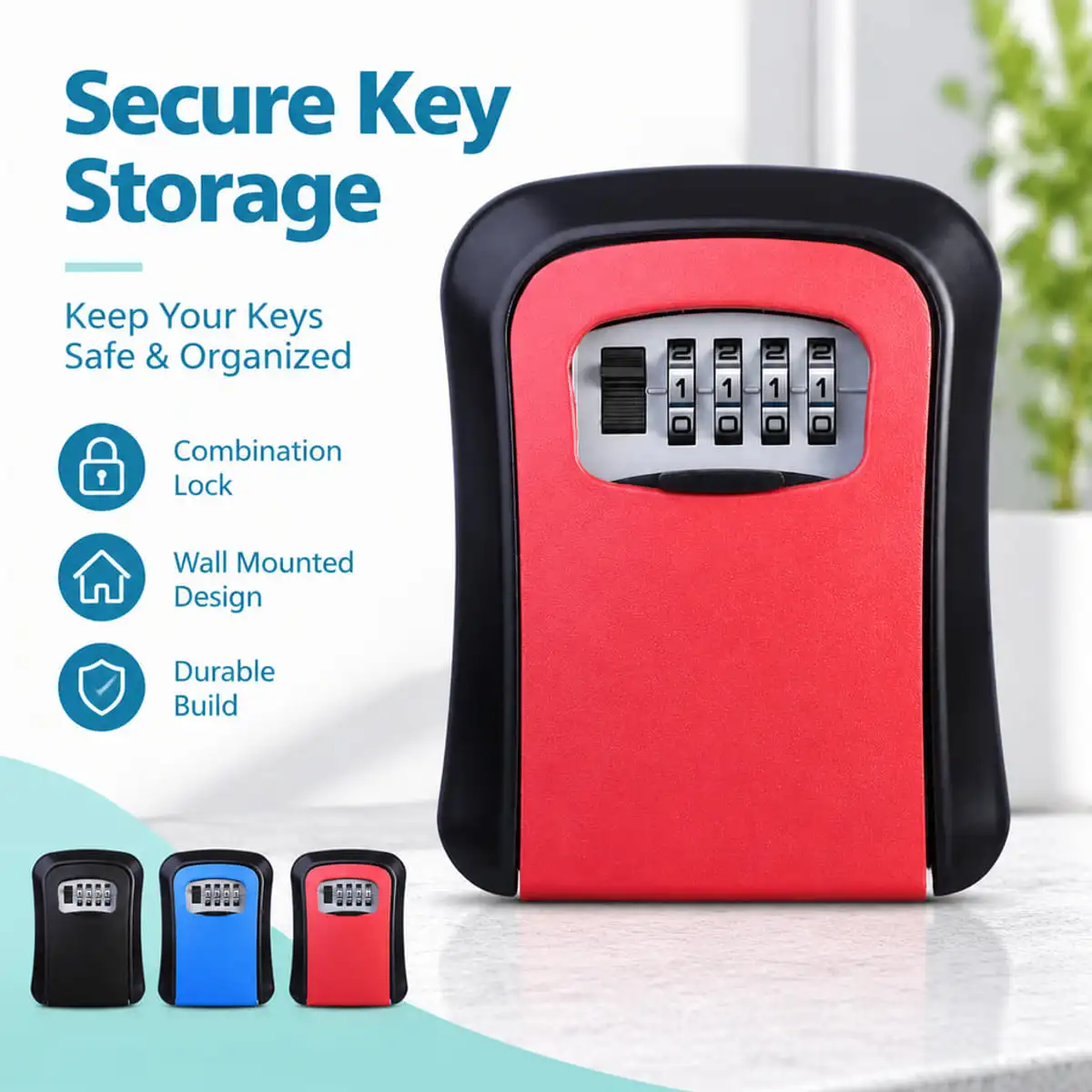 1PC Key Lock Box Wall Mount Key Safe Storage Holder For Spare Keys Home Security Door Office Garage Accessories Security Box