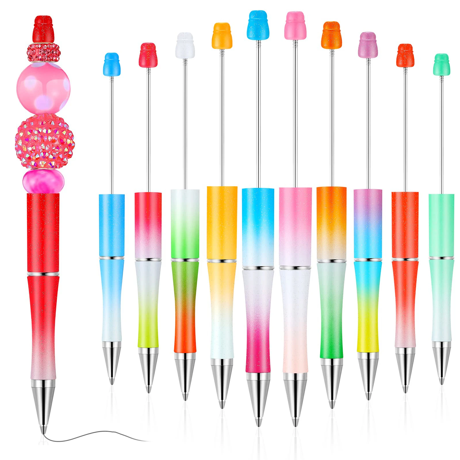 10Pcs Candy Beaded Ballpoint Pen Pens Gift for Writing Beadable Pens Beadable Pen DIY Gift for Student Office Supplies