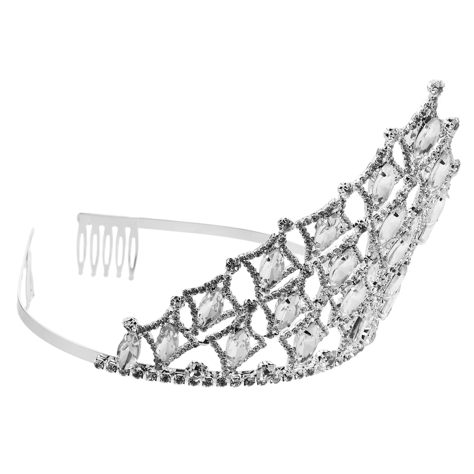 

Beauty Pageant Crown Wedding Tiaras Headb Glass Rhinestone Queen Bride Accessories Performance Props Vintage Elegant