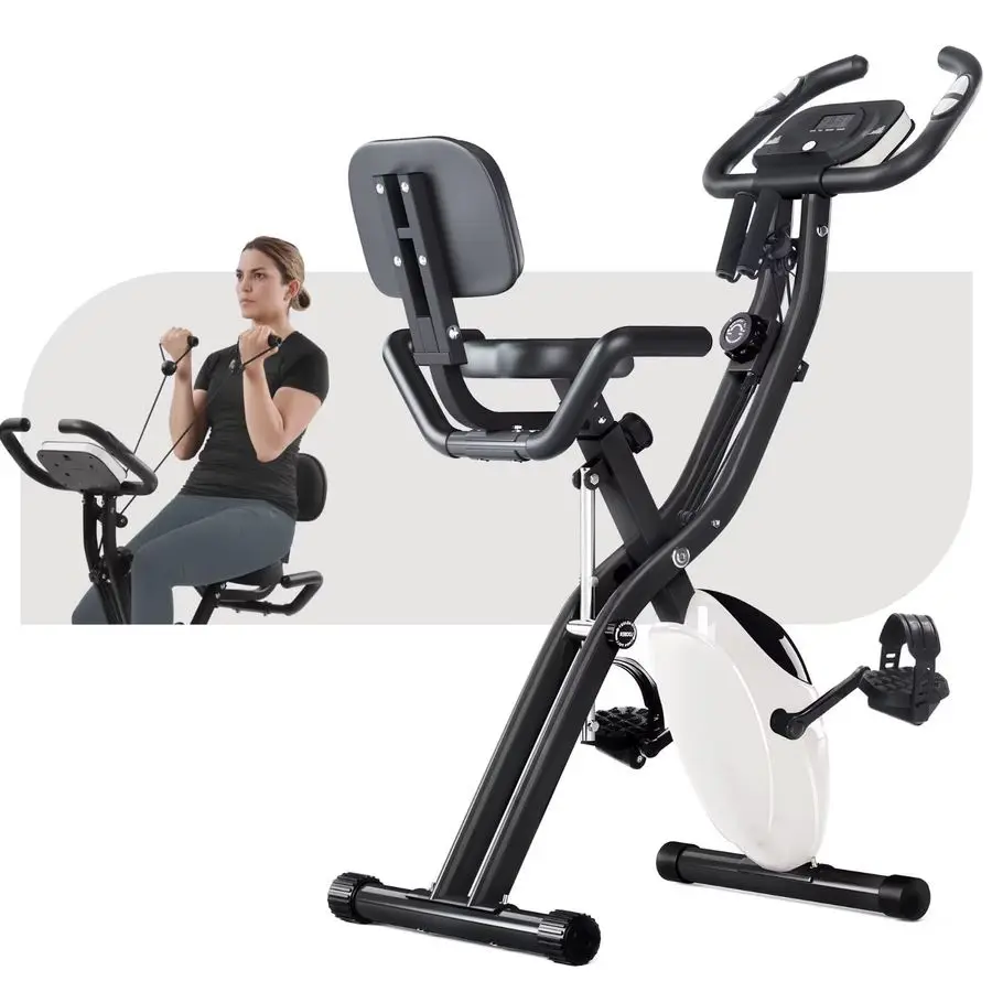 

Workout Bike For Home 4 In 1 Recumbent Exercise Bike and Upright Indoor Cycling Bike Positions, 16 Levels Magnetic Customizable