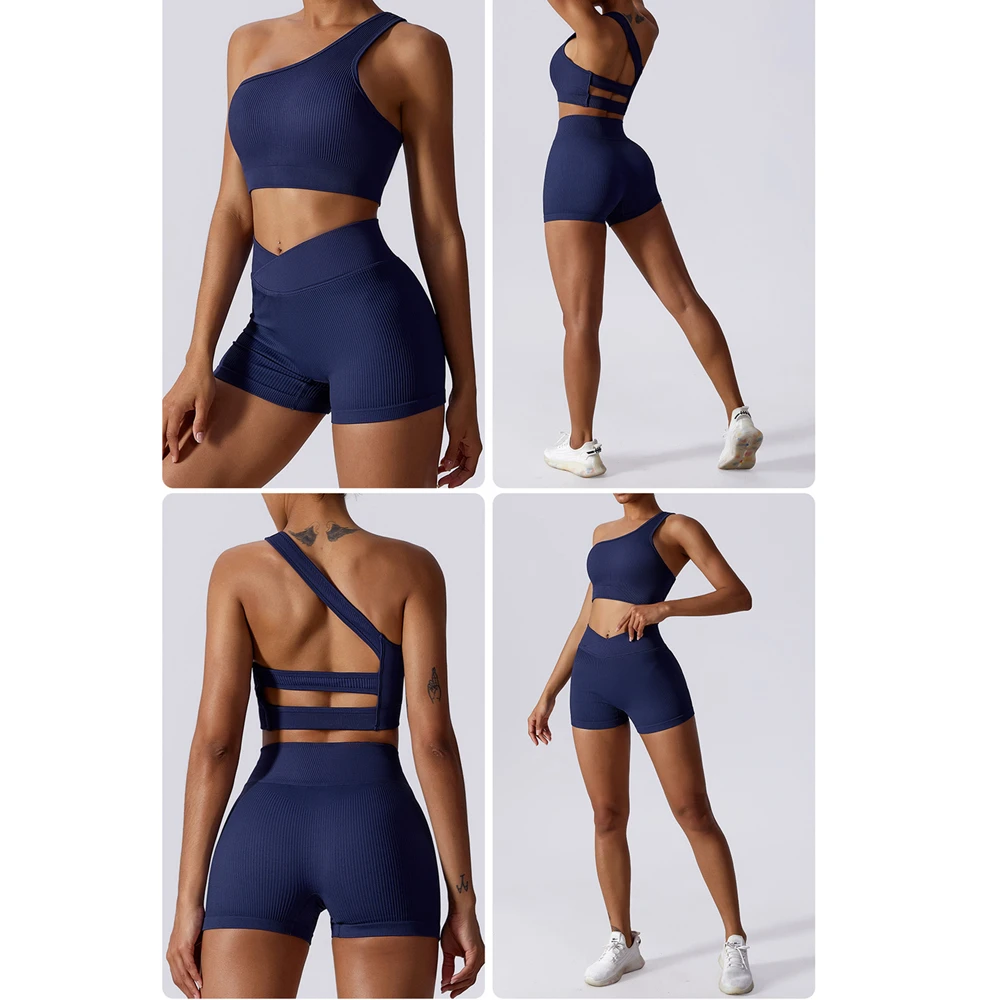 2024 1/2PCS Women Bandage Seamless Yoga Set Fitness Gym Workout Pant Sport Bra High V Waist Shorts Scrunch Leggings Active Suits