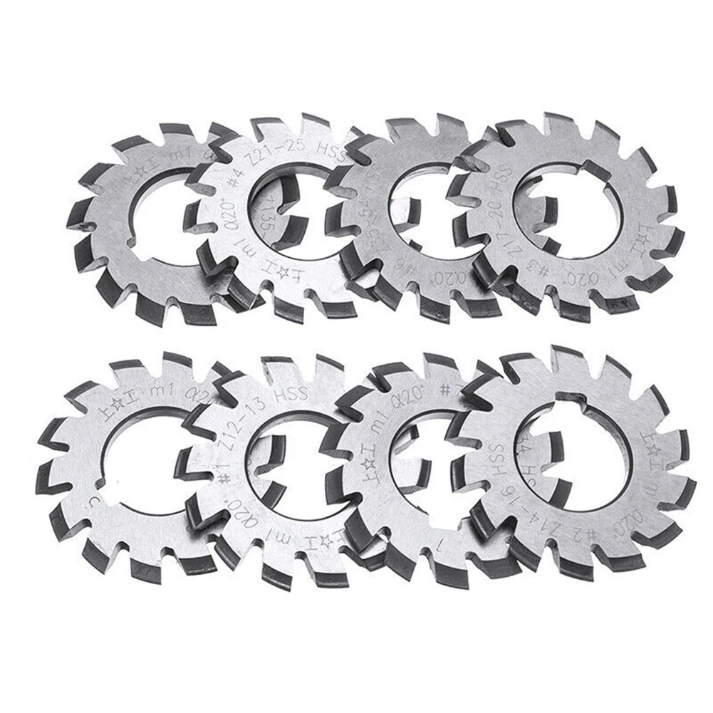 Brand New Bevel Gear PA20 Involute Gear Cutter Milling Cutter Part Portable Practical Useful 8pcs/set About 22mm