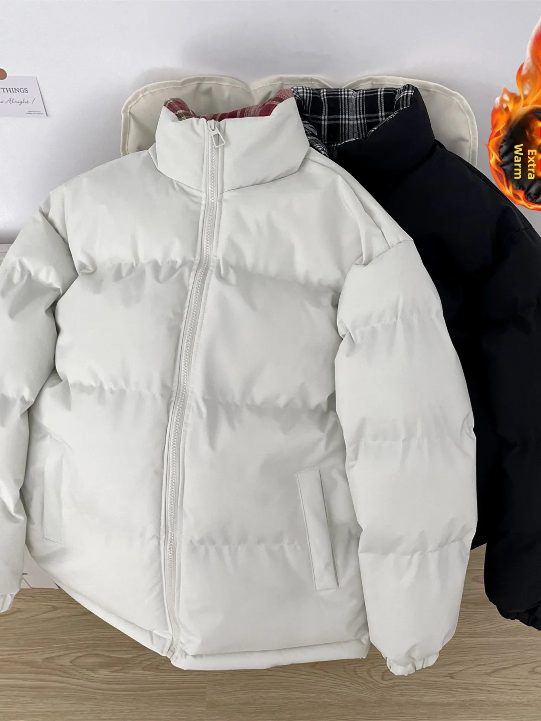 

Мужская зимняя куртка в американском стиле с винтажным узором, воротником-стойкой, свободного кроя, из утолщенного хлопка, повседневная верхняя одежда для молодежи