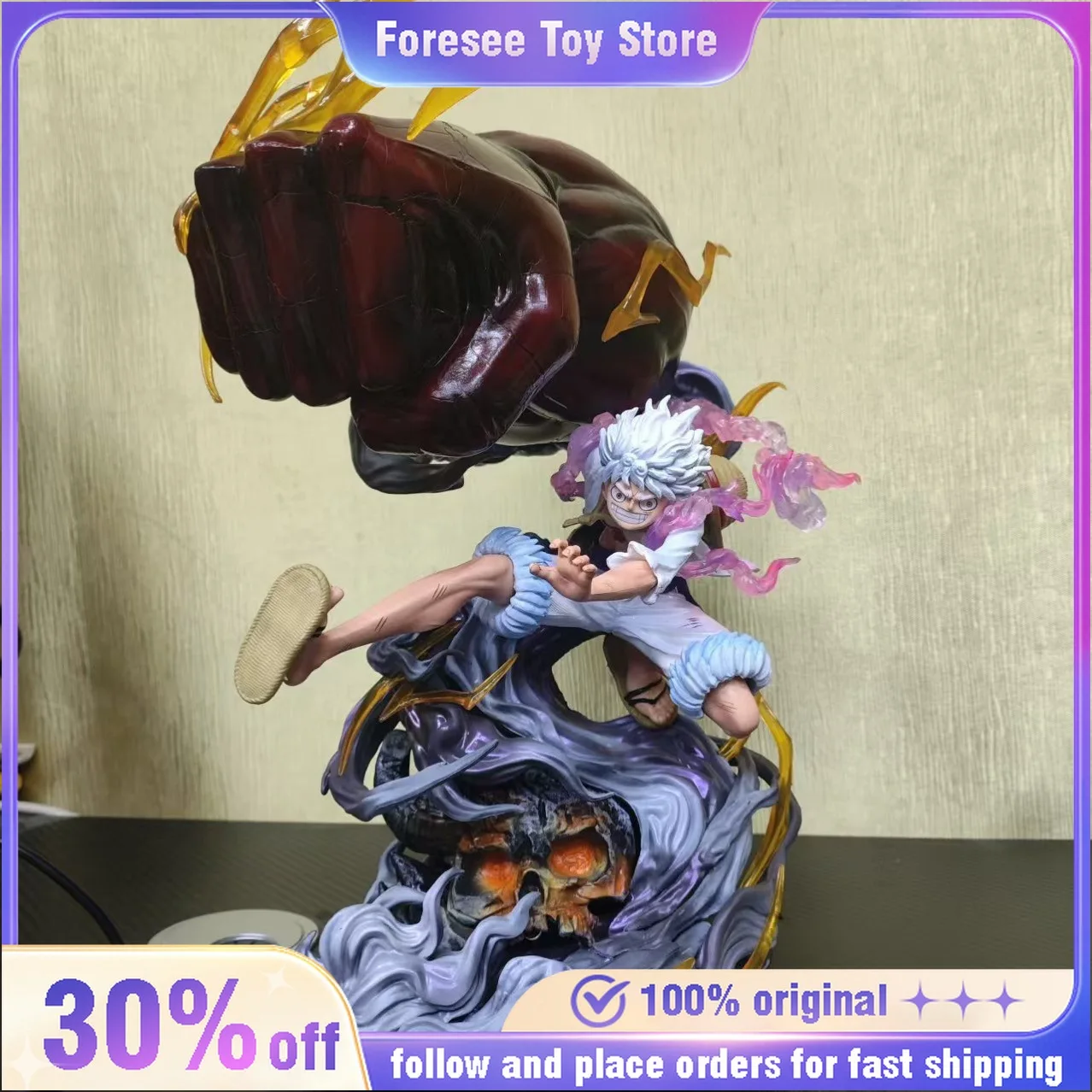 

35cm Huge Fist Monkey D Luffy Figure One Piece Light Up Anime Figures Collectible Desktop Ornament Decorations Best Gift for boy