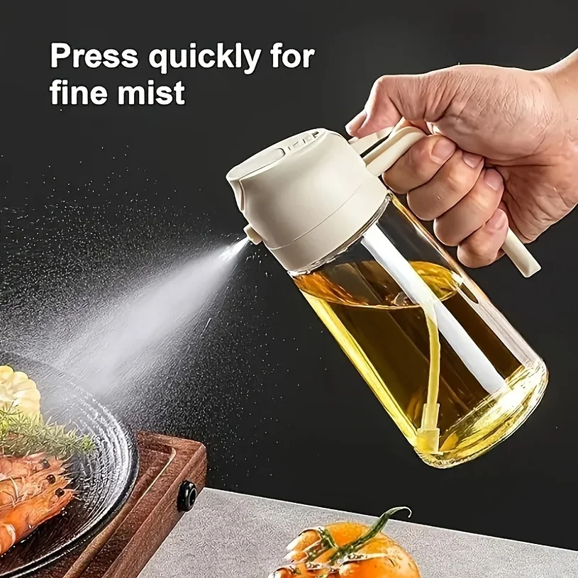 

Leak-Proof Olive Oil Sprayer Bottle - Dual Mister & Pour Spout for Salads, Cooking, BBQ, BPA-Free & Hand Wash