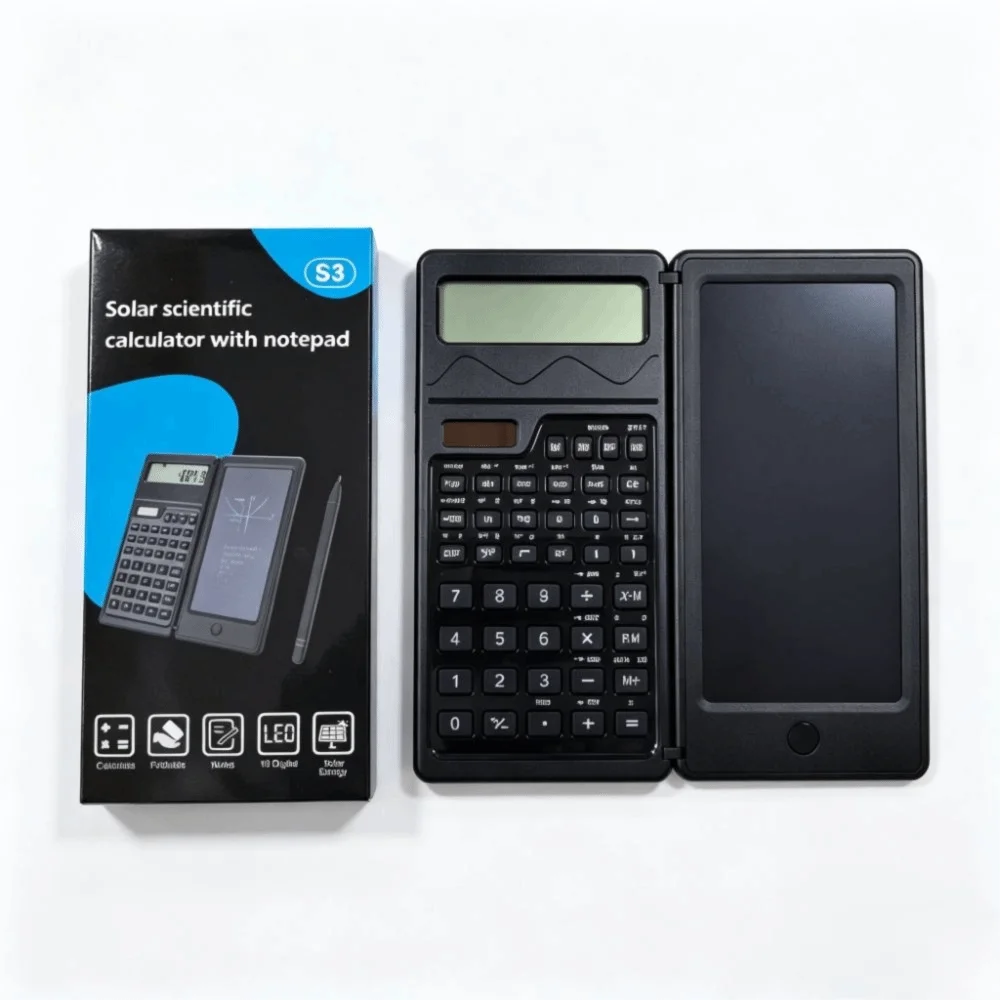 LCD Screen Scientific Calculator 2 in 1 Foldable Design Foldable Calculator Stylus Pen Support 12 Digits Display