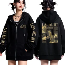 Retro Lana Del Rey Zip Up Hoodie Ultraviolence Music Album Hooded Sweatshirt Men Women Fashion Zipper Oversized Streetwear Y2K