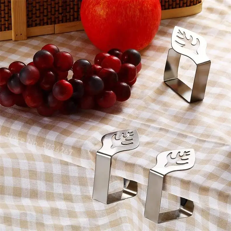 4PCS Stainless Steel Tablecloth Clips Silver Gold Leaf Butterfly Tablecloth Clamp Holder Table Clamps Picnic