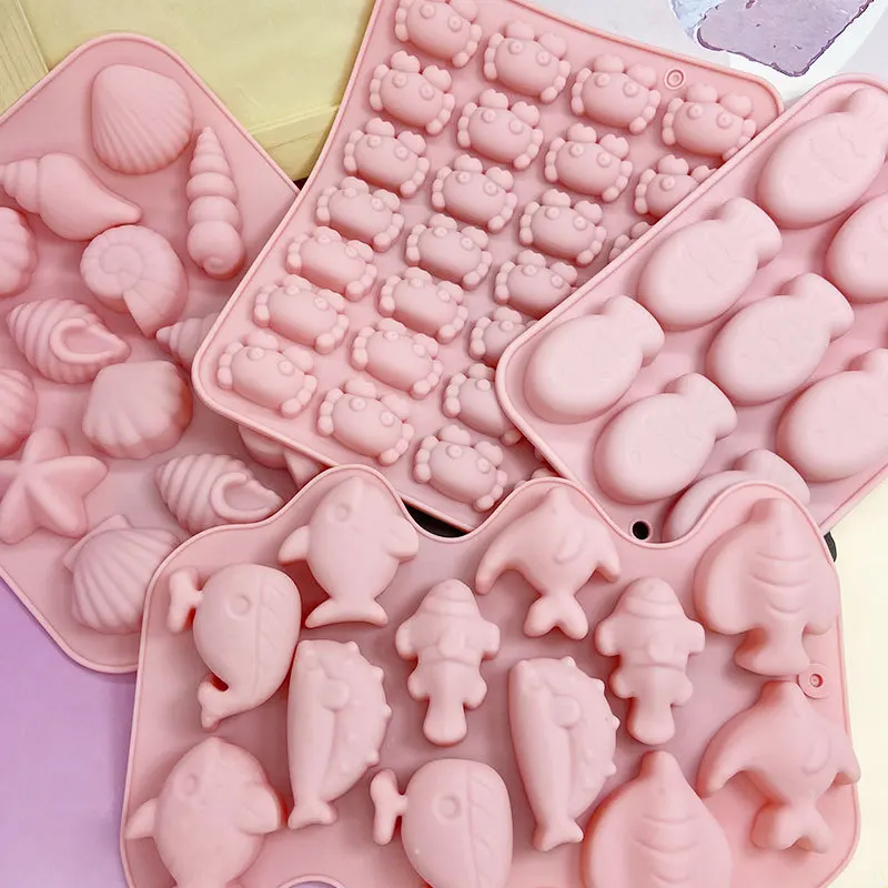 Ocean Theme Silicone Molds Seashell Starfish Fish Crab DIY Baking Mould for Chocolate Candy Cake Soap Jelly Kitchen Baking Tools