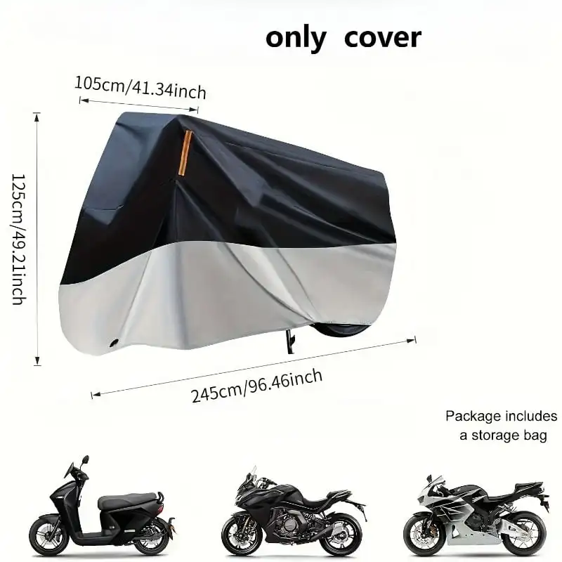 Motorcycle Cover Heavy‑Duty Waterproof UV‑Resistant Motorbike Cover, All‑Weather Dust Rain Protector for Outdoor Parking Storage