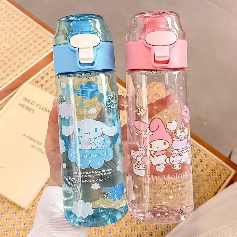 Kawaii 550MLHello Kitty Black Beauty Cinnamon Plastic water bottle Heat resistant summer children's water bottle Girl Gift Gift