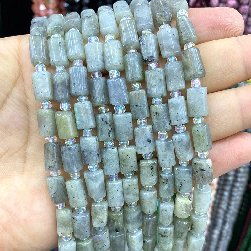 7-8mm Natural Stone Irregular Cylinder Citrine Amazonite Labradorite Spacer Beads for Jewelry Making Diy Bracelet Accessories